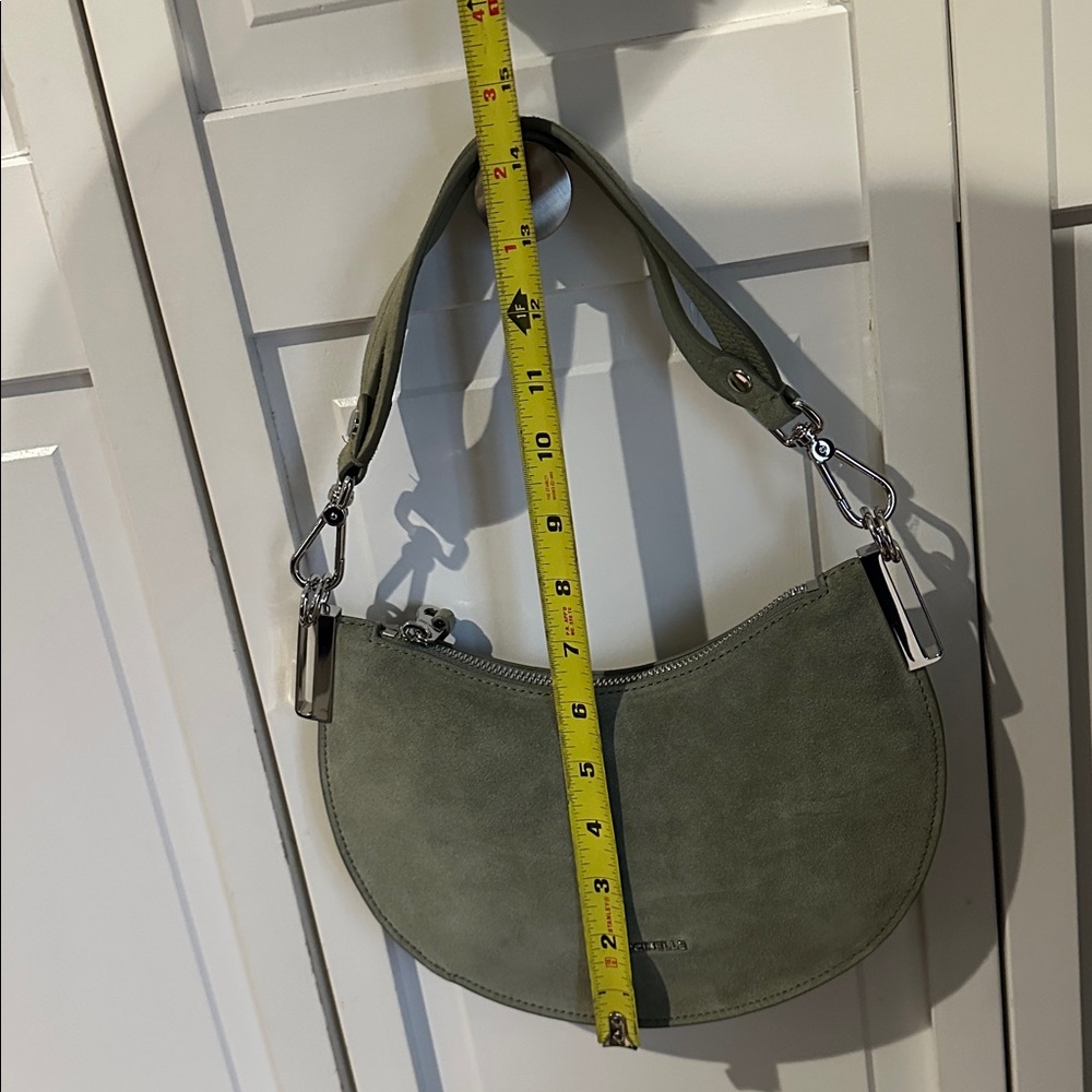 Coccinelle Purse NWT light green suede Italian wear on shoulder wrist crossbody - Picture 13 of 15